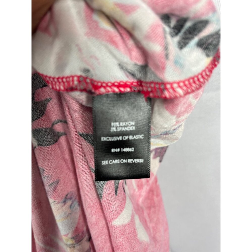 Floral Smocked Midi Dress Pockets Rayon Spandex Size 1 summer vacation - Picture 11 of 14